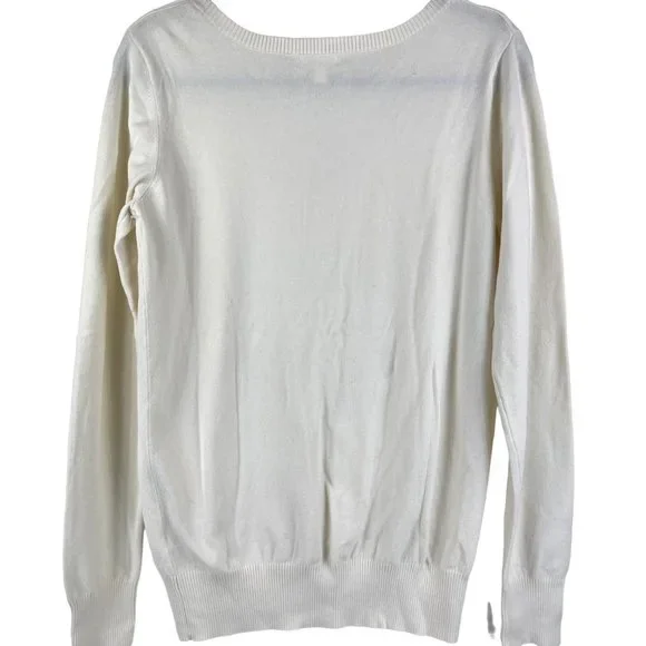 Abound Off White Basic V-Neck Long Sleeve Pullover Knit Sweater Size XXL - Picture 4 of 9